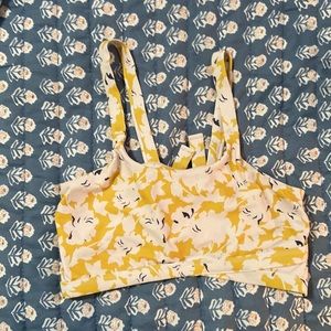 Yellow floral swim bikini top